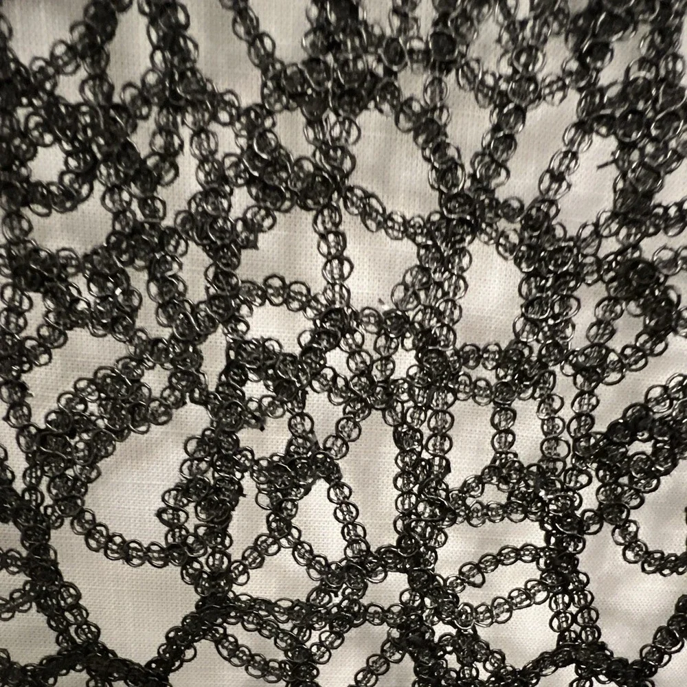 Black Textured Openwork Novelty Lace Fabric Scalloped Edge 46.5